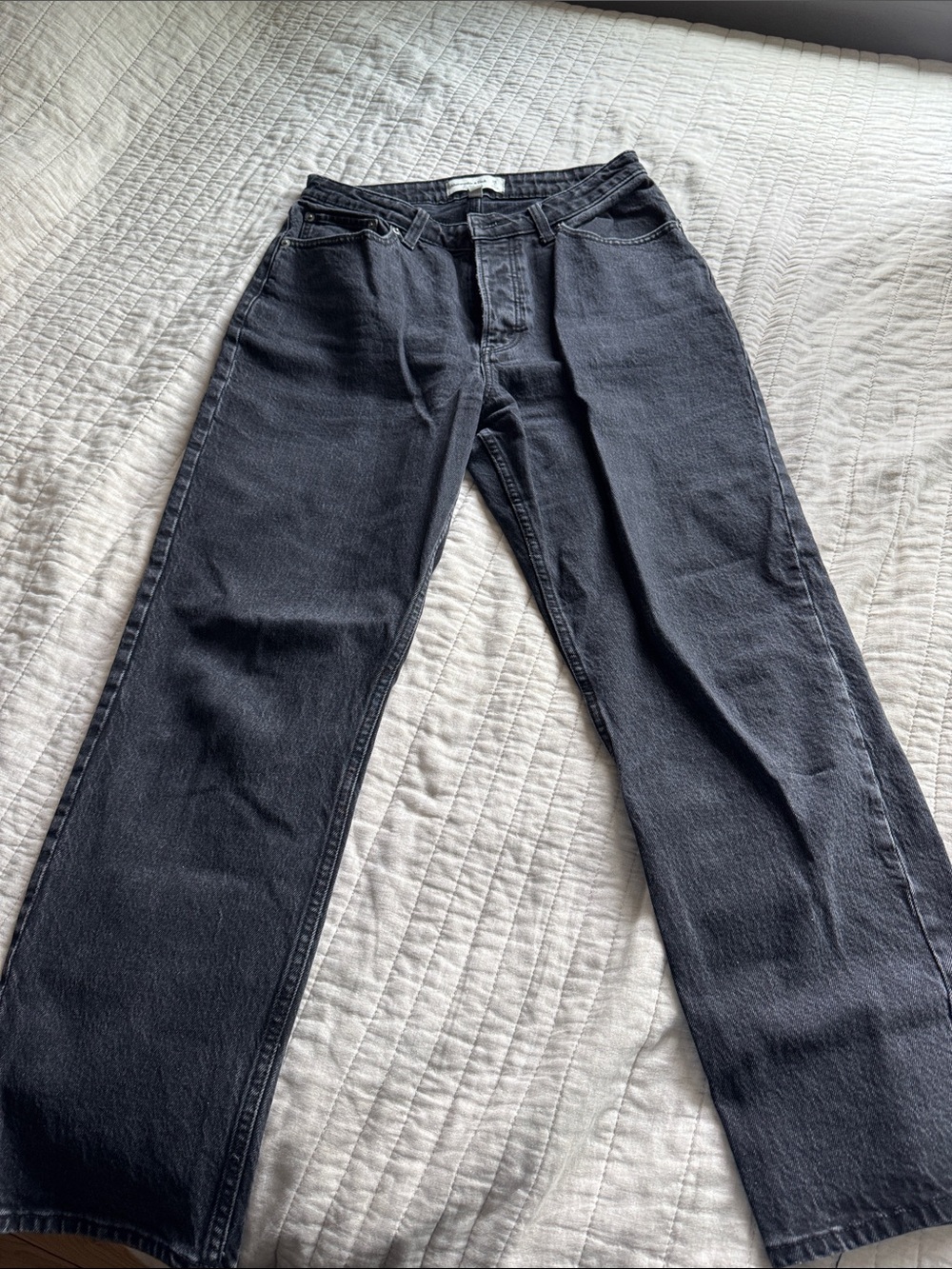 Classic Straight Leg Black Jeans Abercrombie & Fitch Curve Love